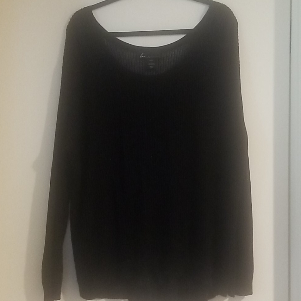 Sheer black sweater with gold flecks